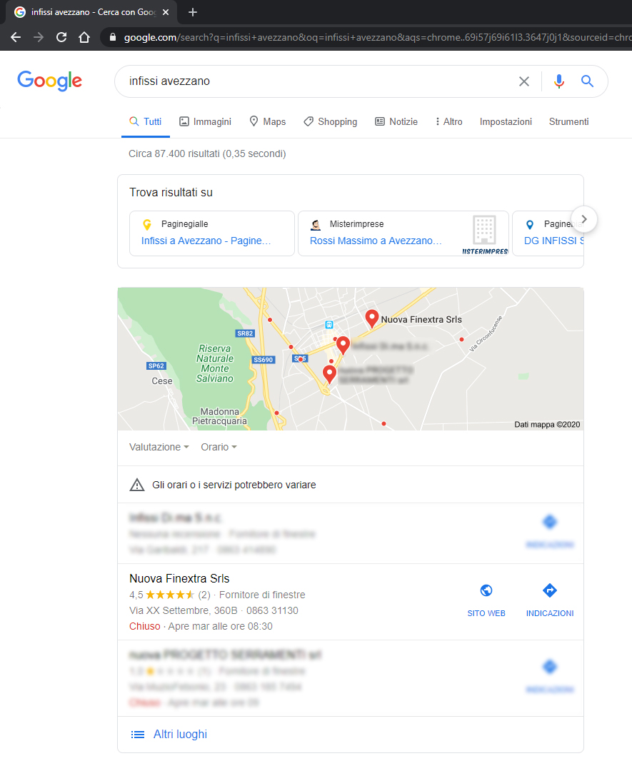 Esempio di Local Seo Avezzano per un nostro cliente - agenzia seo Avezzano Esempio di Local Seo Avezzano - agenzia seo Avezzano